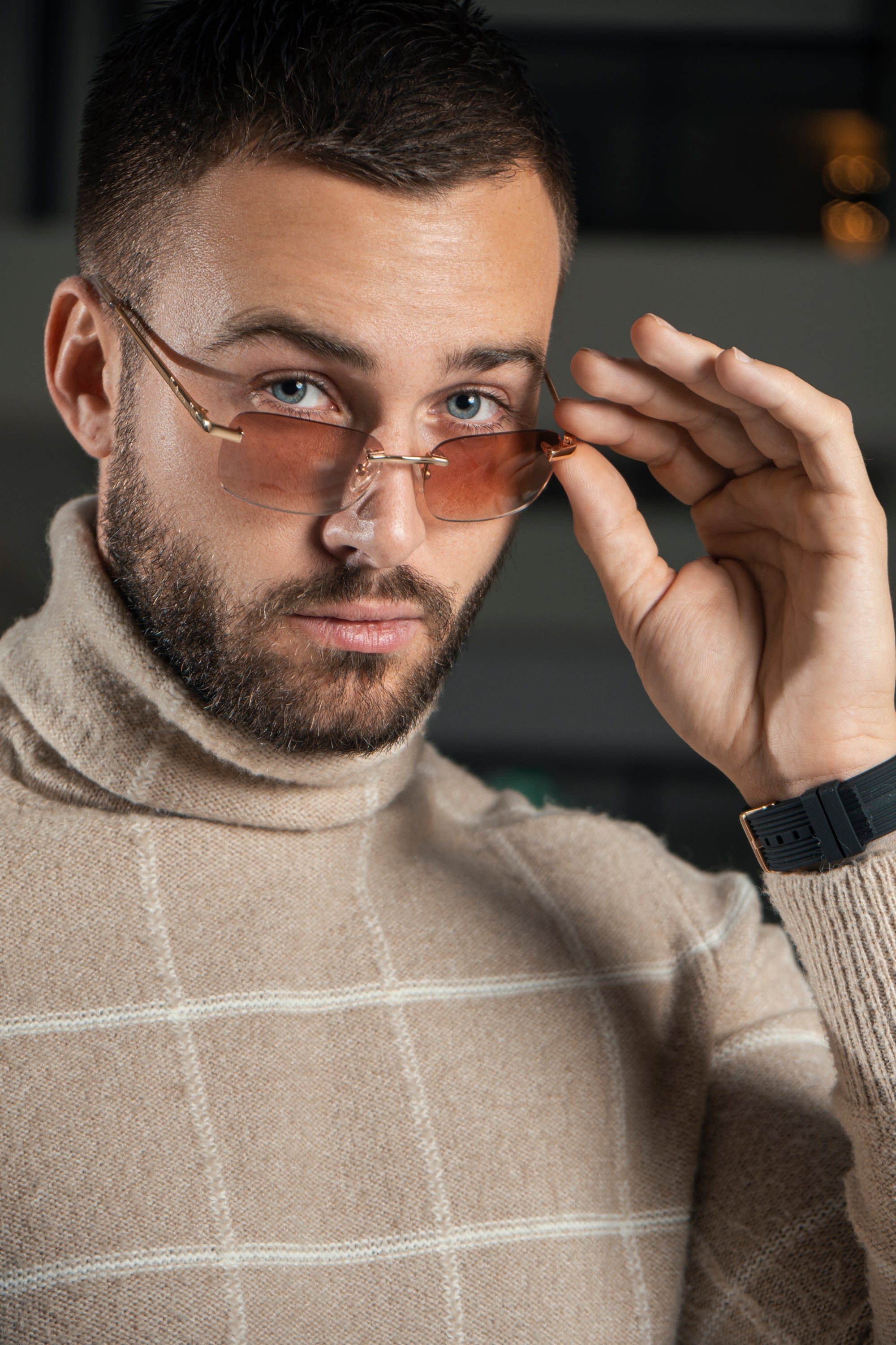 Men's Eyewear Brown gradient  | 9K Gold plated